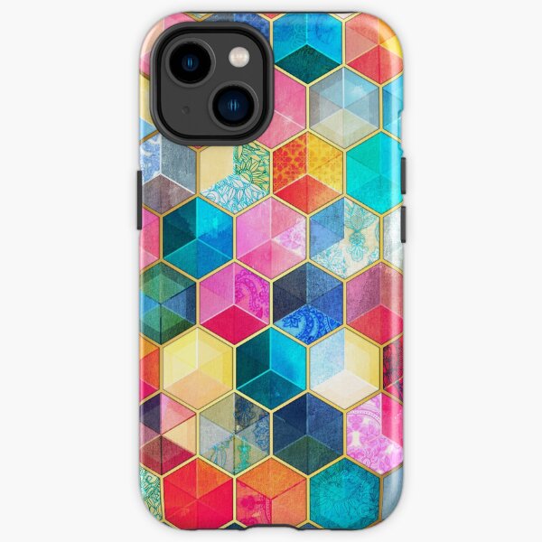 Crystal Bohemian Honeycomb Cubes - colorful hexagon pattern iPhone Tough Case