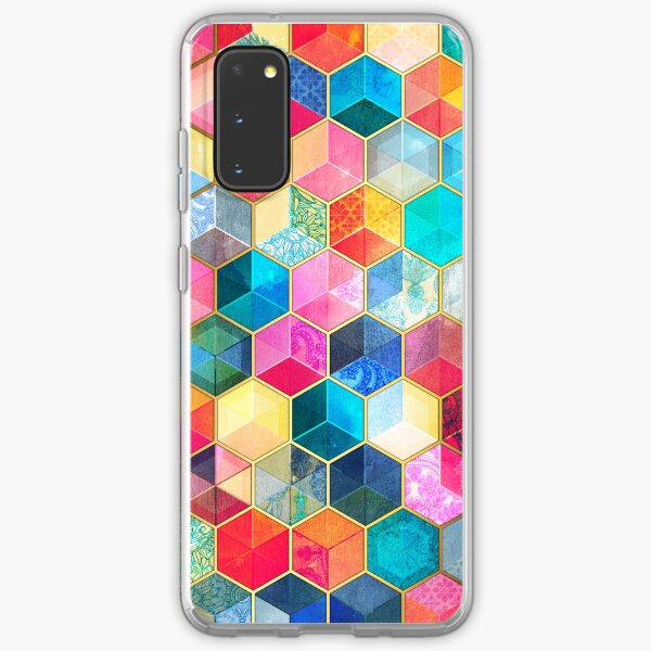 Crystal Bohemian Honeycomb Cubes - colorful hexagon pattern Samsung Galaxy Soft Case
