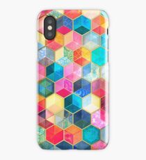 Crystal Bohemian Honeycomb Cubes - colorful hexagon pattern iPhone Case
