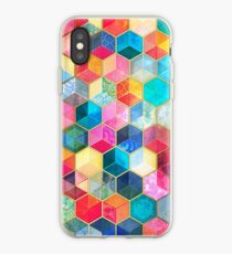 Crystal Bohemian Honeycomb Cubes - colorful hexagon pattern iPhone Case