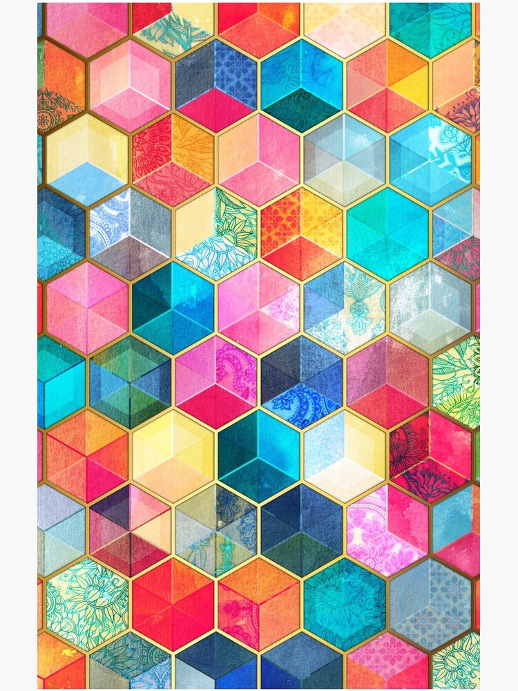 Thumbnail 4 of 4, Samsung Galaxy Phone Case, Crystal Bohemian Honeycomb Cubes - colorful hexagon pattern designed and sold by micklyn.