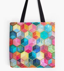 Crystal Bohemian Honeycomb Cubes - colorful hexagon pattern Tote Bag