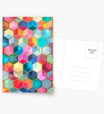 Crystal Bohemian Honeycomb Cubes - colorful hexagon pattern Postcards