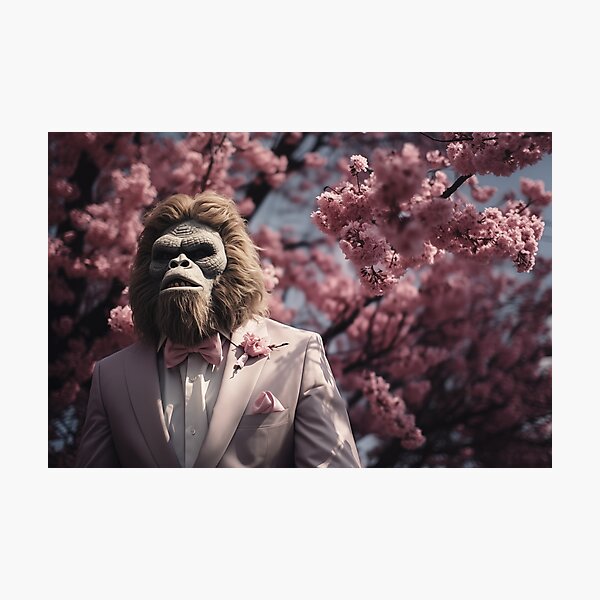 Item preview, A sharply-dressed Sasquatch thinking deep thoughts in a cherry blossom grove designed and sold by sethbdoe.