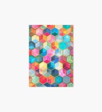 Cubes de nid d'abeilles en cristal de Bohème - motif hexagonal coloré Impression rigide