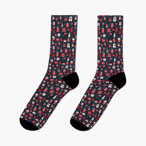Item preview, Christmas Seamless Pattern with Gifts, Snowflakes, and Stars on Black Background designed and sold by AnanchaiP.