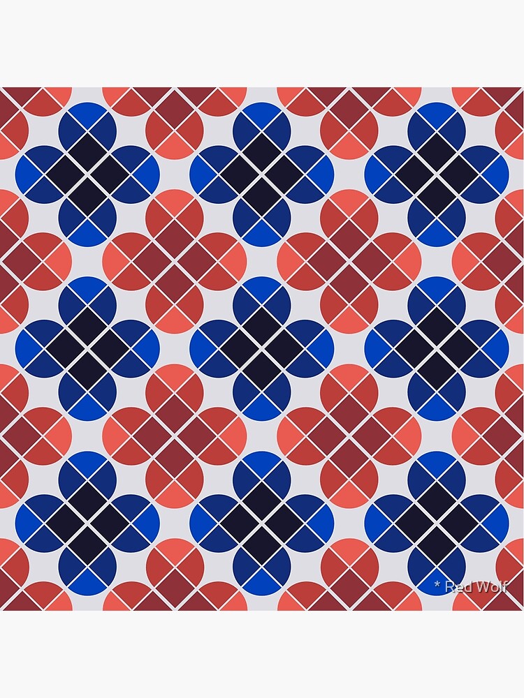 Geometric Pattern: Flower: Four Petal: Blue/Red by redwolfoz