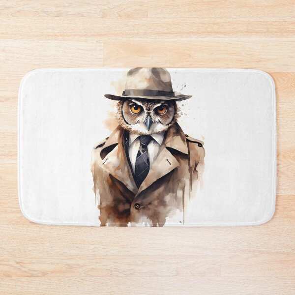 Item preview, Watercolor Detective Sleuth Owl designed and sold by BadLuckByDesign.