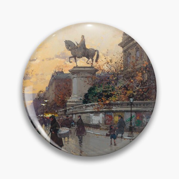 Item preview, The Statue of Etienne Marcel, in front of the Hotel de Ville, Paris (20th century) - Eugène Galien Laloue designed and sold by SALON DES ARTS.