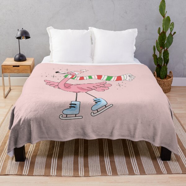 Item preview, Tropical Christmas Pink Flamingo Ice Skating designed and sold by ArtMeetsPizza.