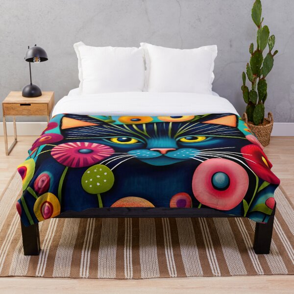 Item preview, Blue Cat in Flowers designed and sold by Reclining Buddha Cat.