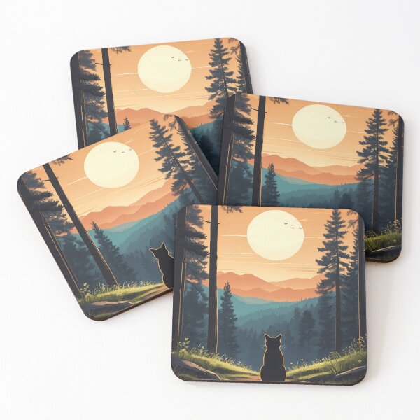 Item preview, Cat watching sunset scene designed and sold by ZenStickConcept.