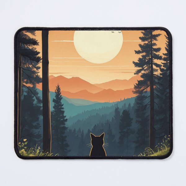 Item preview, Cat watching sunset scene designed and sold by ZenStickConcept.