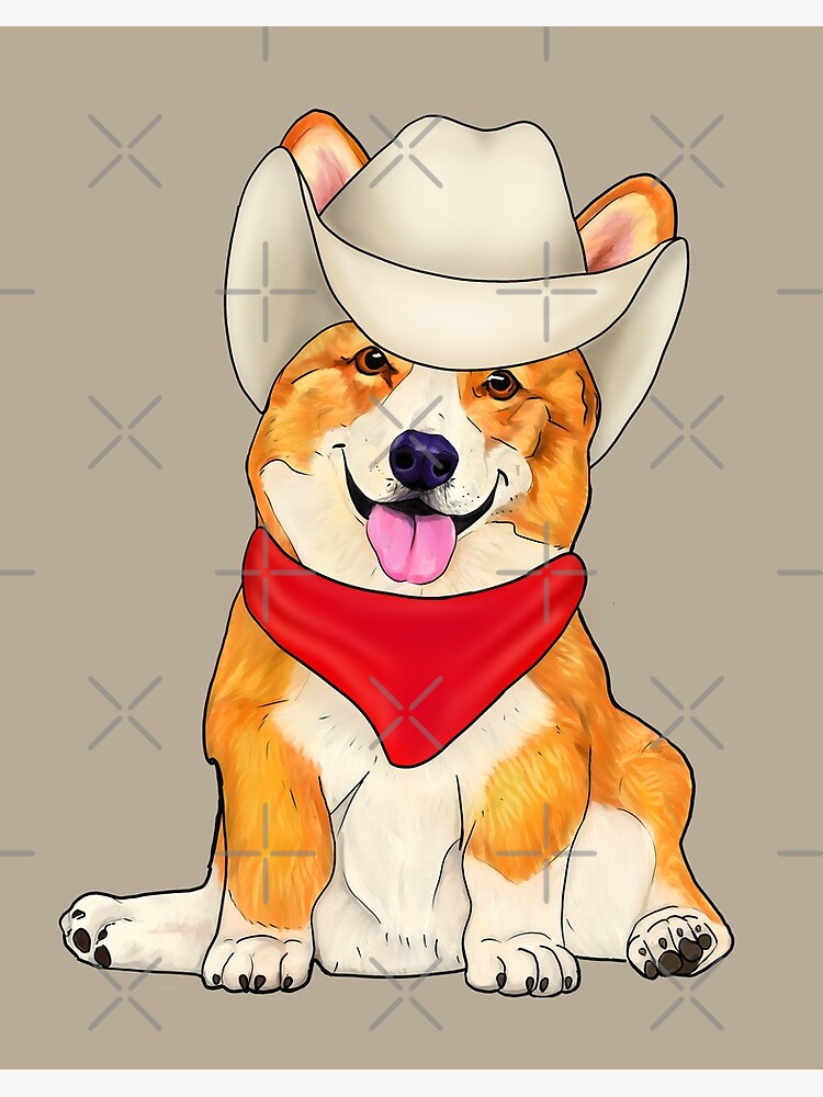 Cowboy Corgi. Dog in a hat. Art Board Print for Sale by Mehu Redbubble