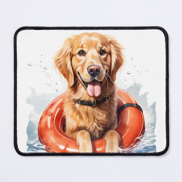 Item preview, Watercolor Swimming Lifeguard Golden Retriever Dog designed and sold by BadLuckByDesign.