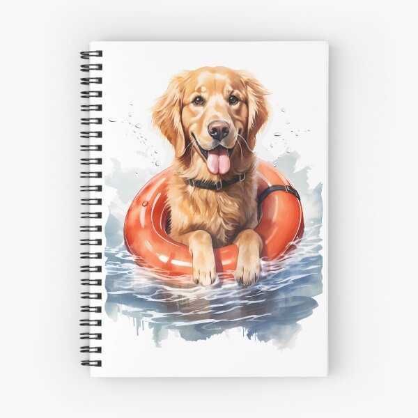 Item preview, Watercolor Swimming Lifeguard Golden Retriever Dog designed and sold by BadLuckByDesign.