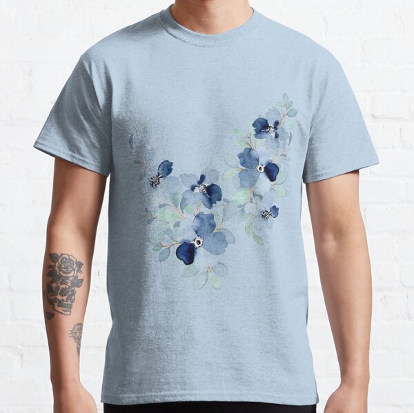 watercolour blue flowers Classic T-Shirt