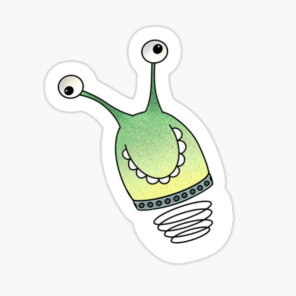 Alien extraterrestre escargot vert et jaune Sticker