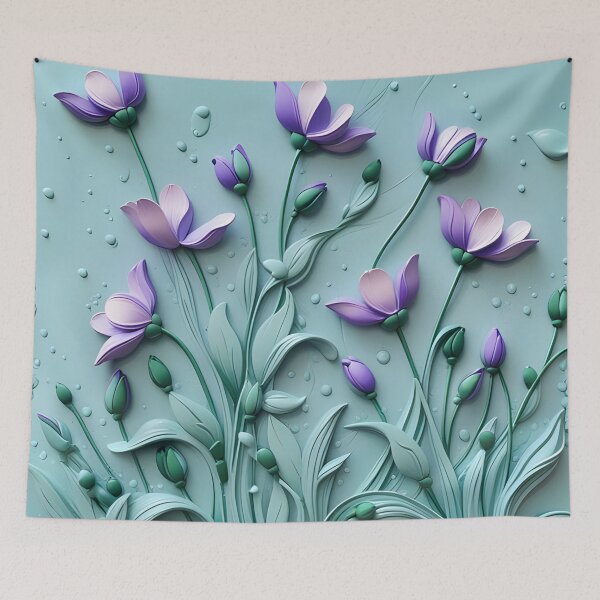 Item preview, Realistic delicate 3D wild flowers - expressive botanical pattern. designed and sold by My-fake-places.