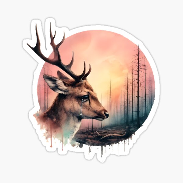 Crying deer, sick forest - save nature! Sticker