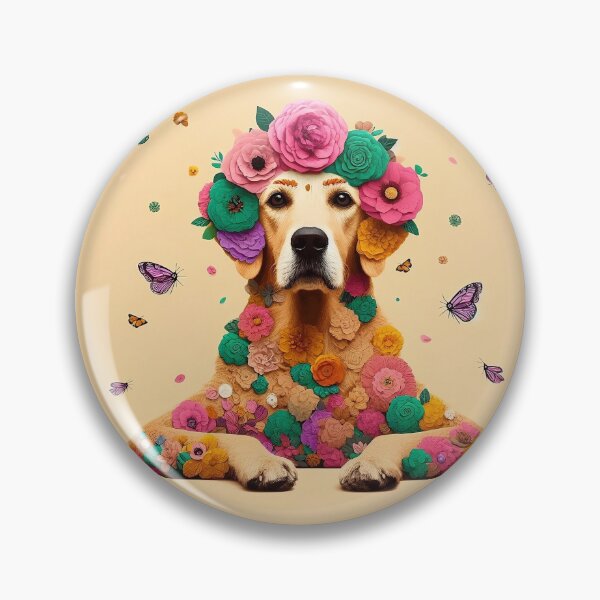 Item preview, Frida Kahlo Flowery Golden Retriever designed and sold by cloudhiker.