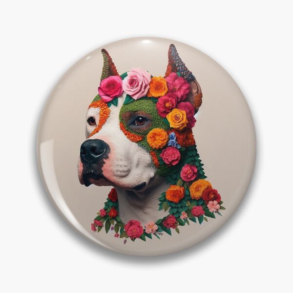 Item preview, Frida Kahlo Flowery Pit Bull Pibble  designed and sold by cloudhiker.