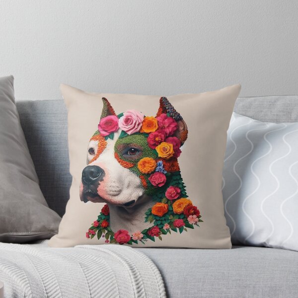 Item preview, Frida Kahlo Flowery Pit Bull Pibble  designed and sold by cloudhiker.