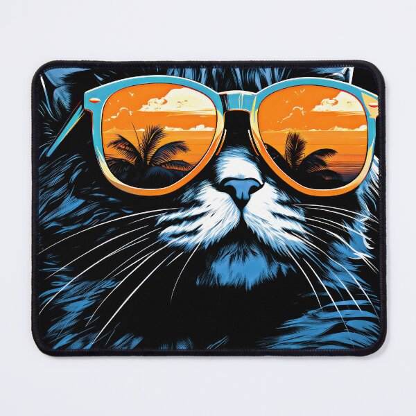 Item preview, cat in sunglasses, in the style of enigmatic tropics designed and sold by MagicColorPrint.