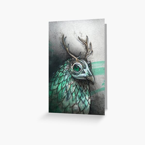 Antlered Owl Study Greeting Card
