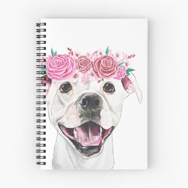 Item preview, White Pitbull Pitti dog with flower crown designed and sold by tylershae.