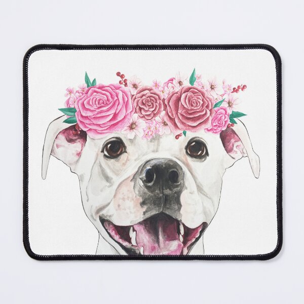 Item preview, White Pitbull Pitti dog with flower crown designed and sold by tylershae.