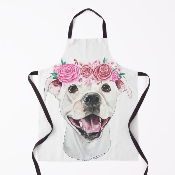Item preview, White Pitbull Pitti dog with flower crown designed and sold by tylershae.