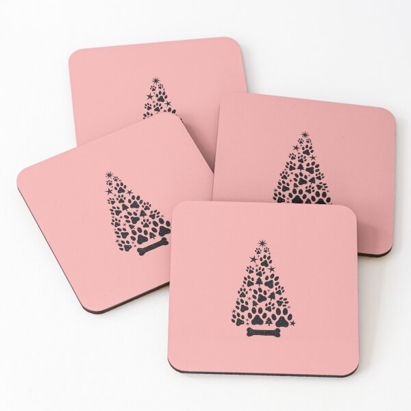 Item preview, Dog Paws Merry Christmas Tree Animal Lovers Pink Holiday Design designed and sold by ArtMeetsPizza.