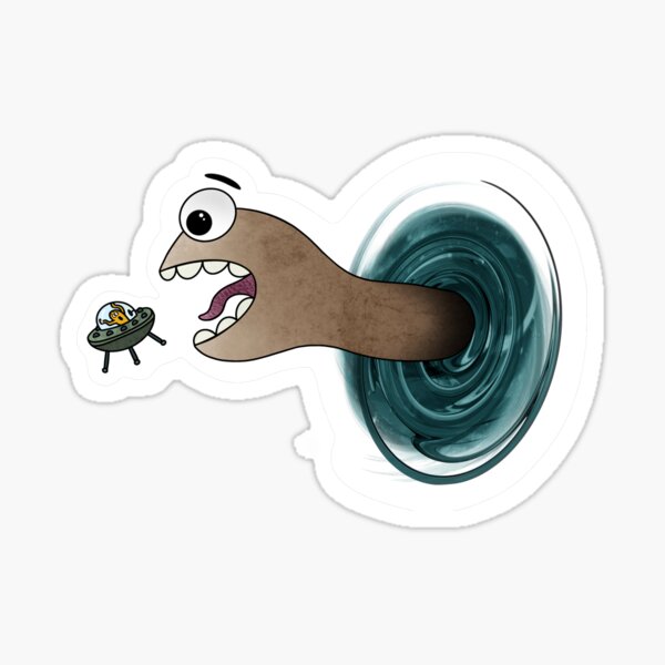 Alien extraterrestre ver dans un trou noir qui chasse un ovni Sticker