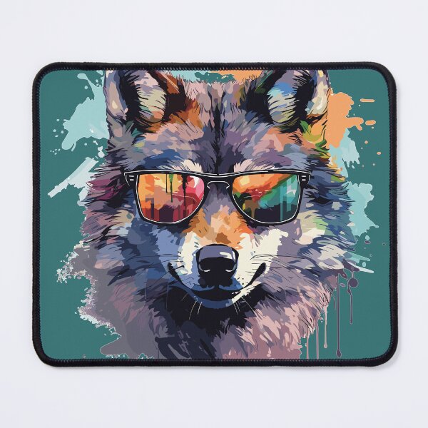 Item preview, Colourful/Colorful wolf with sunglasses 02 designed and sold by Batch-C91.