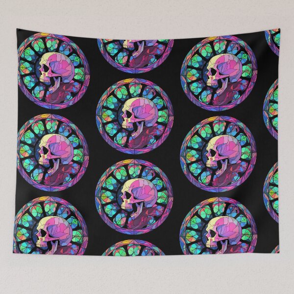 Item preview, Colorful Glass Stained Skull- Beautiful Macabre designed and sold by octoboobs.