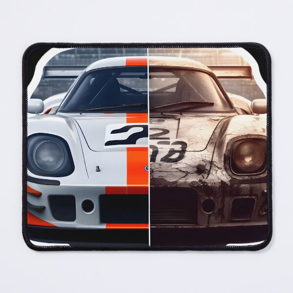 Item preview, Illustration featuring a new and old, damaged race car designed and sold by AI-Only Creations.