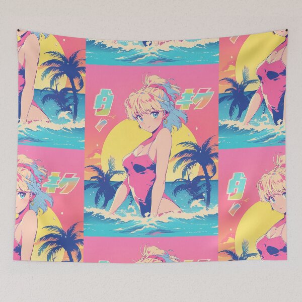 Artikelvorschau, Kawaii nostalgisches Anime-Strandmädchen, 80er (32) – Nostalgischer J-Pop entworfen und verkauft von octoboobs.