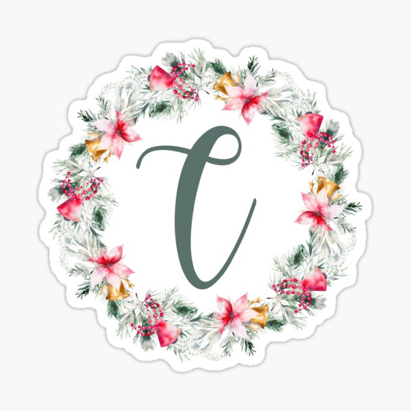 kraft christmas tree stickers – Letter C design