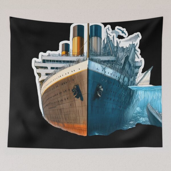 Item preview, Illustration featuring new Titanic and old, damaged Titanic designed and sold by AI-Only Creations.