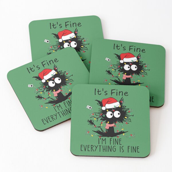 Item preview, It's Fine I'm Fine Everything Is Fine Black Cat Christmas Lights  designed and sold by ArtMeetsPizza.