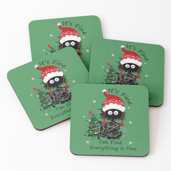 Item preview, Funny Black Cat It's Fine I'm Fine Everything Is Fine Christmas Lights  designed and sold by ArtMeetsPizza.