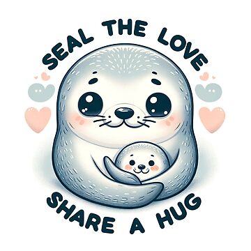 Artwork thumbnail, Cute Seal Hugging Heart by Mugs and Shirts