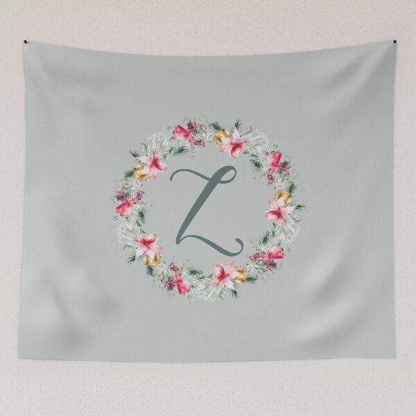 Aperçu de l'œuvre Poinsettia personnalisé : couronne de Noël monogramme Z créée et vendue par EmeraldeaDesign.