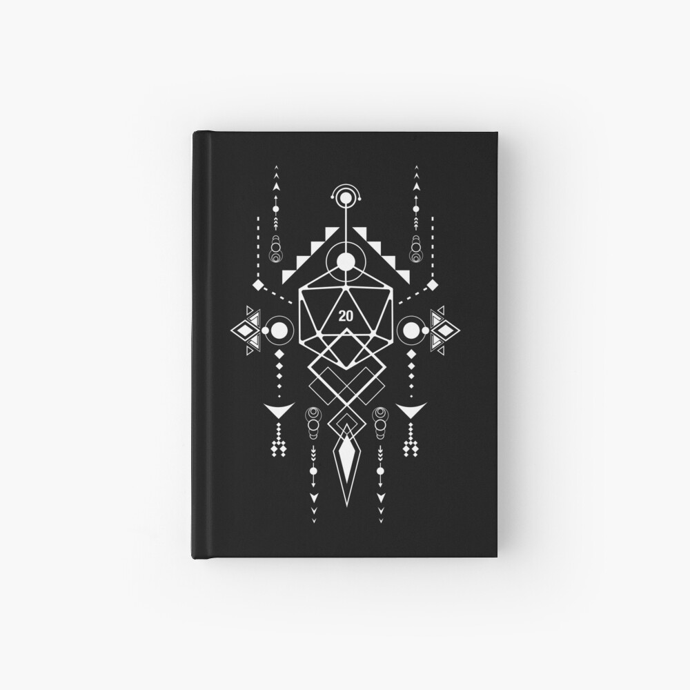 D20 Dice Tabletop RPG Gaming Geometric Symbols Hardcover Journal