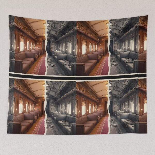 Item preview, Illustration featuring a new and old, damaged Orient Express designed and sold by AI-Only Creations.
