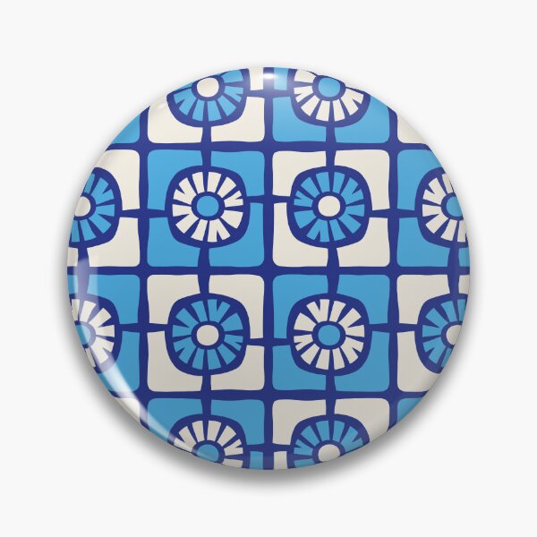 Item preview, Retro Mid Century Modern Sunflower Square Design in Blue designed and sold by tonymagnerart.