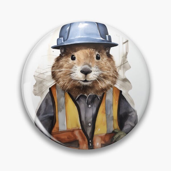 Item preview, Watercolor Hard Hat Construction Beaver designed and sold by BadLuckByDesign.