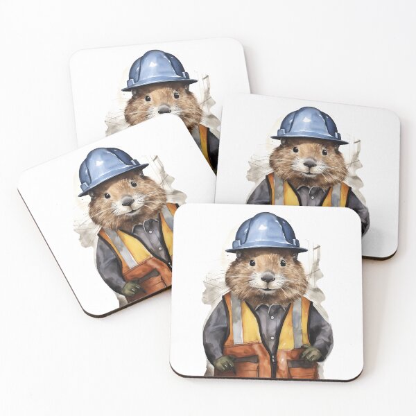 Item preview, Watercolor Hard Hat Construction Beaver designed and sold by BadLuckByDesign.
