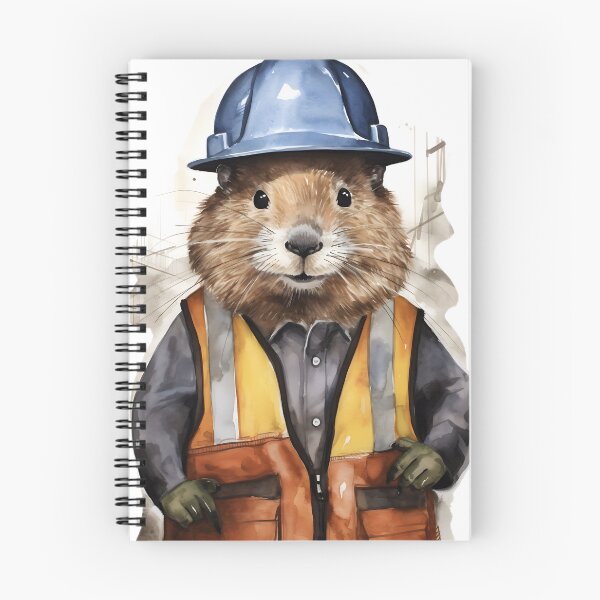Item preview, Watercolor Hard Hat Construction Beaver designed and sold by BadLuckByDesign.